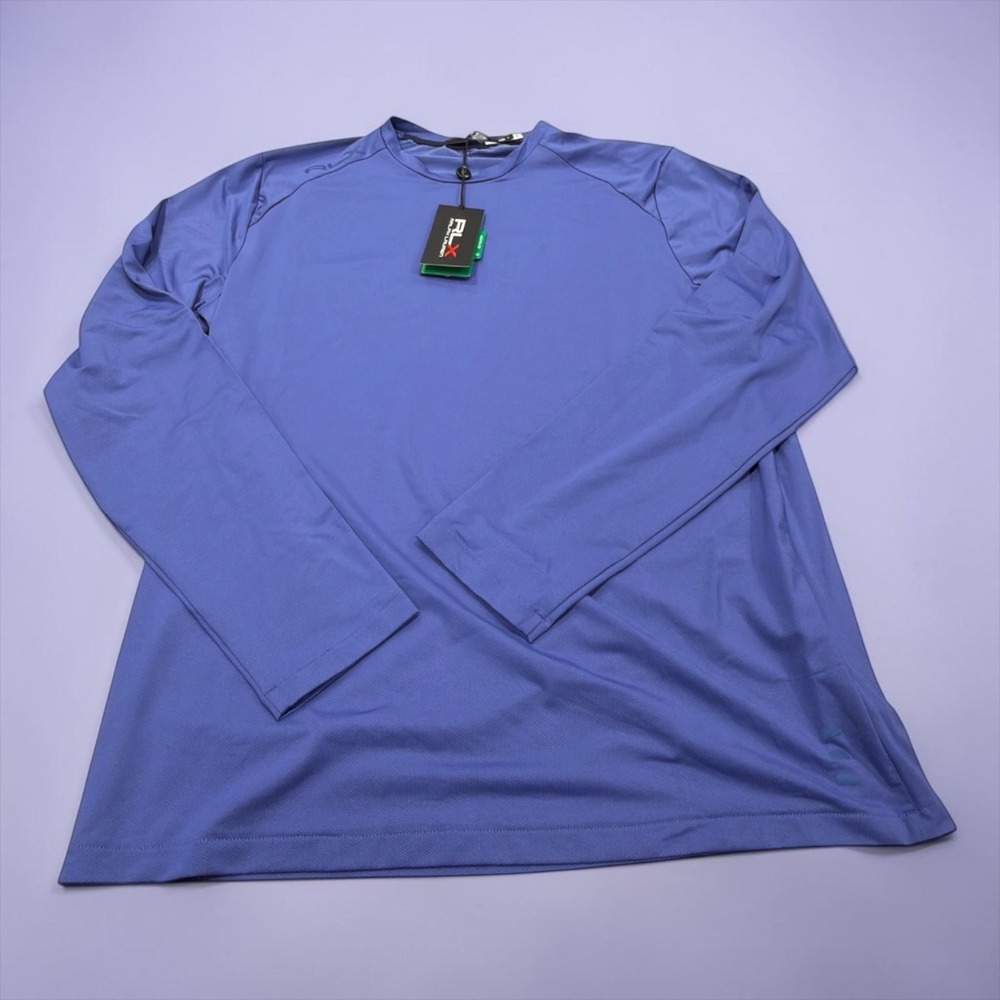 RLX Ralph Lauren Shirt Mens M Blue Long Sleeve Performance Golf Recycled NWT